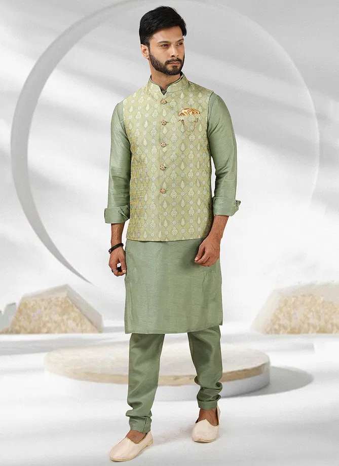 Festive Wear Kurta Pajama With Jacket Mens Collection